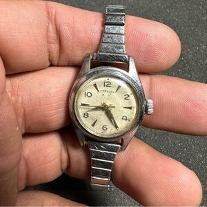 Vintage Cornell Ladies Mechanical Windup Watch Silver Tone Working Stretch Band